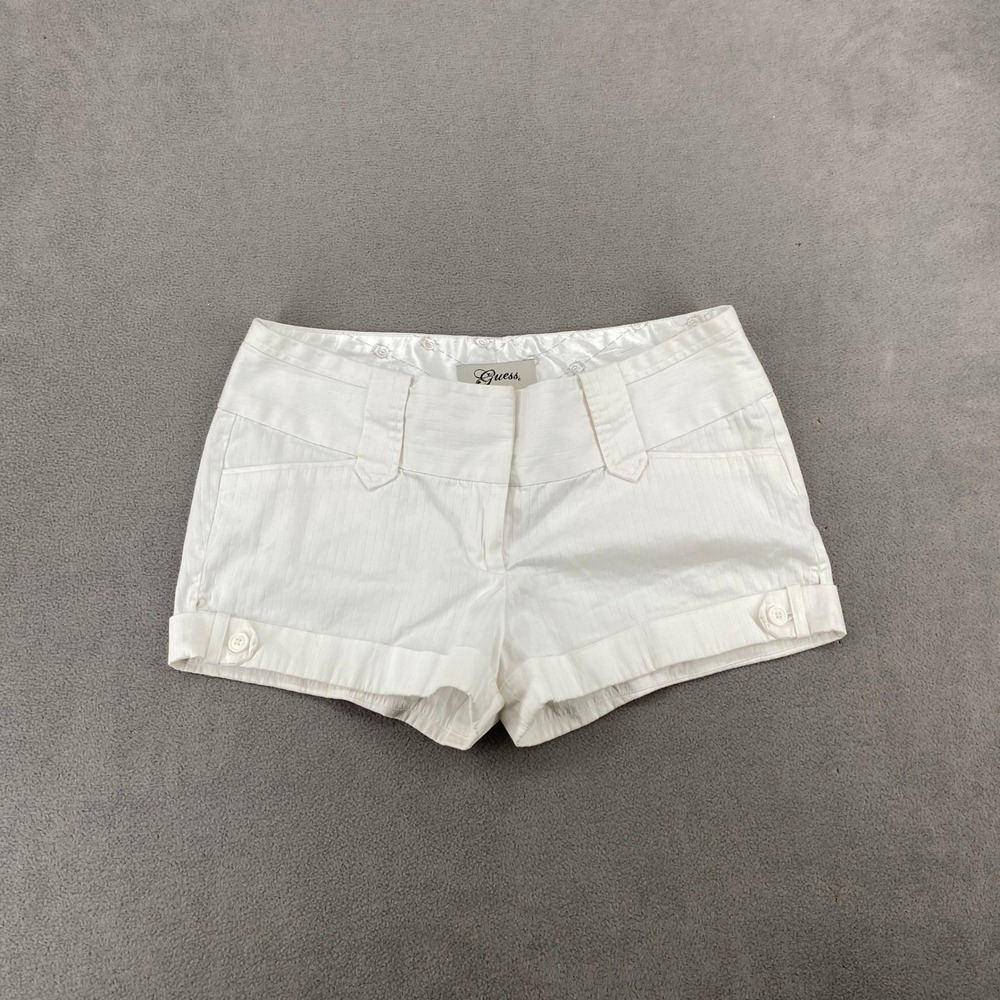 Guess White Pinstripe Low Rise Cuffed Y2K Shorts Size 29 QP929341000